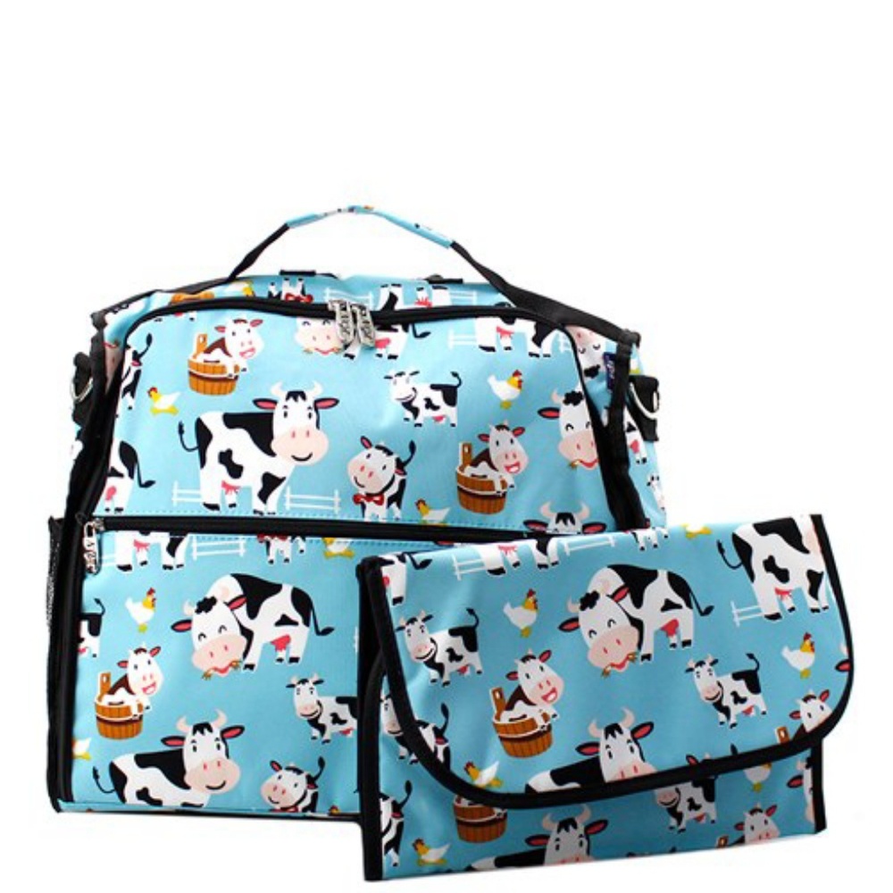 ADORABLE CANVAS COW DIAPER BAG/BACKPACK! NWT!